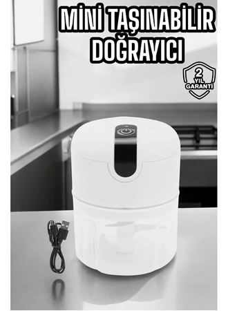 Şarjlı Mini El Rondosu Doğrayıcı Taşınabilir 250 ml Çelik Bıçaklı