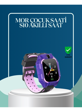 S10 Mor Çocuk Takip Saati Elektronik Bariyer ve Sesli Mesaj Destekli