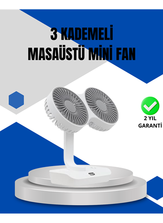 Ayarlanabilir Hızlı Çift Başlıklı Masaüstü Fan – Gece Lambalı Serinletici