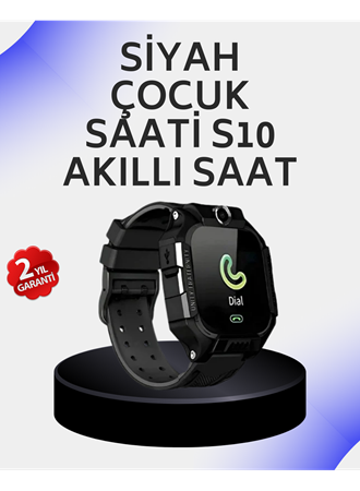 S10 Akıllı Çocuk Saati Siyah Tasarım Adımsayar ve Alarm Fonksiyonu