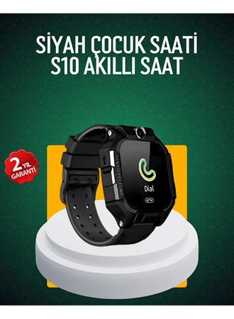 S10 Siyah Çocuk Takip Saati Güvenli Alan Uyarısı ve Sesli Mesaj