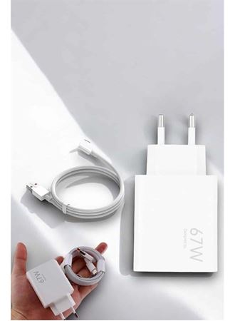 Şarj Aleti 67W Hızlı Şarj Turbo Type-C Uyumlu Şarj Adaptörü Kablosu