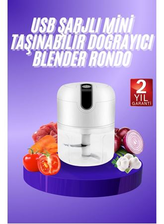 Rondo Doğrayıcı 250 ML Taşınabilir USB Şarjlı Pratik El Rondo Blender