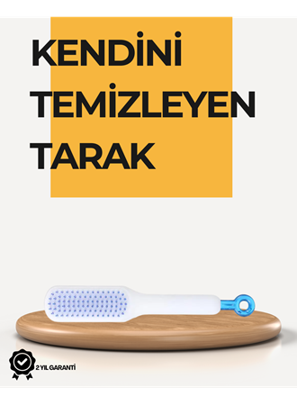 Kendi Kendini Temizleyen Saç Tarağı – Anti-Statik, Silikon Uçlu, ABS Malzeme, 22x4 cm