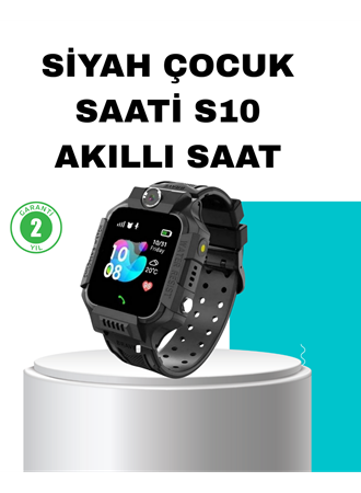 S10 Siyah Akıllı Çocuk Saati Konum Takip ve Güvenlik Özellikli
