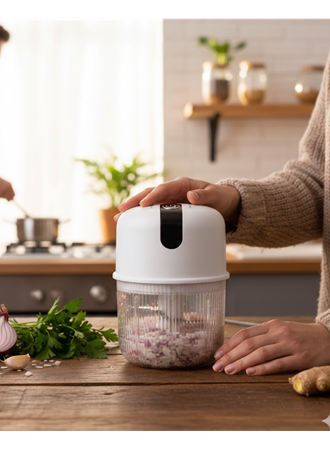 USB Şarjlı Mini Rondo Sarımsak Soğan Zencefil