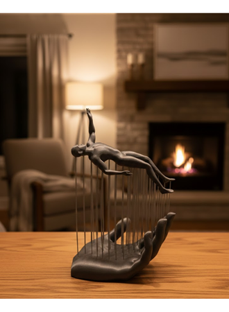 3D El İnsan Figürü Gri Modern Ev ve Ofis Dekoru