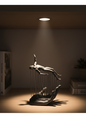 3D El İnsan Figürü Gri Soyut Modern Dekoratif Biblo