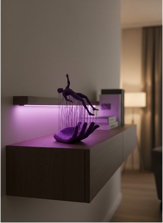 Mor El İnsan Figürü Dekoratif Biblo Minimal Modern Salon Raf ve Masa Üstü Aksesuar