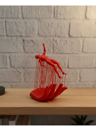 3D El Formlu İnsan Figürü Kırmızı Soyut Tasarım Dekoratif Biblo 12x18 cm