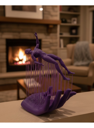 3D El İnsan Figürü Mor Modern Masa Üstü Ev ve Ofis Dekoru