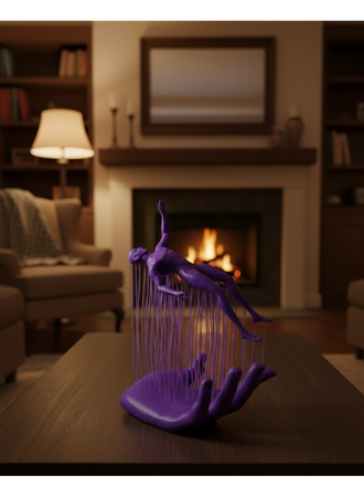 3D El İnsan Figürü Mor Modern Sanatsal Dekoratif Biblo 12x18 cm