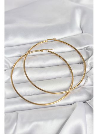 316L Çelik Gold Renk 80 mm Kadın Halka Küpe