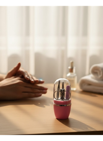 Tırnak Bakım Manikür Pedikür Seti 4 Parça Pembe Pratik Günlük Kullanım