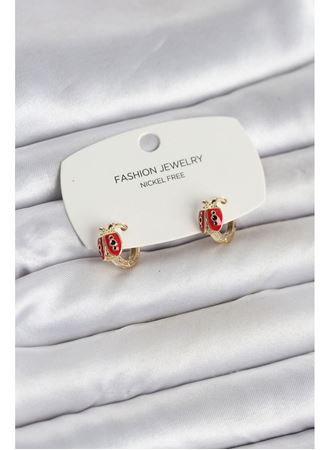 Uğur Böceği Model Gold Renk Pirinç Çocuk Küpe