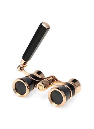 Nefis Işlemeli, Tiyatro / Opera Dürbünü 3x25 Prinç Metal Kaplamalı Retro Siyah (