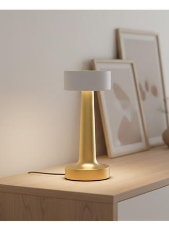 Modern Altın Gövdeli LED Masa Lambası 3 Işık Modlu