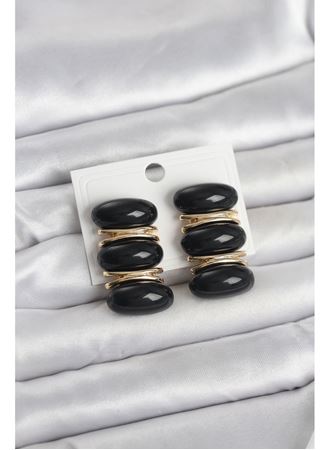 Siyah Vintage Model Gold Renk Kadın Küpe