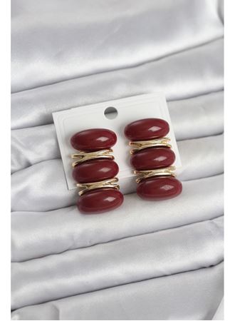Bordo Vintage Model Gold Renk Kadın Küpe