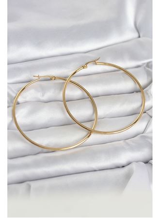 316L Çelik Gold Renk 60 mm Halka Kadın Küpe