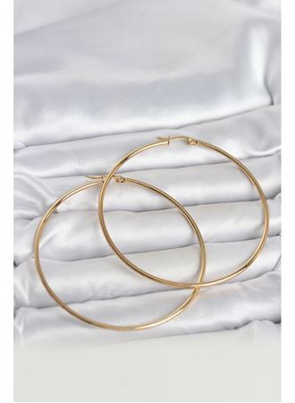 316L Çelik Gold Renk 70 mm Kadın Halka Küpe