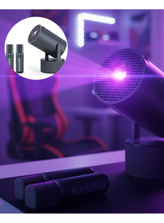 Siyah Android Sistemli Kareoke Projeksiyon 180° Döner Başlıklı