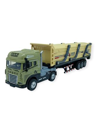 Metal Tır 1:24 - Sesli Işıklı Kum Taşıyıcı Tır 39 cm - Haki