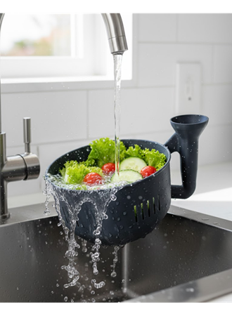 Modern Tasarımlı Sebze Yıkama Kabı Süzgeçli Pratik Mutfak Aparatı
