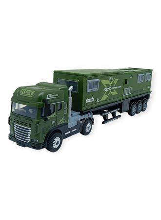 Metal Tır 1:24 - Sesli Işıklı Karavan Tır 39 cm - Yeşil