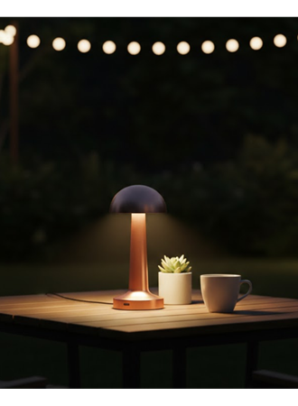 Modern Bronz Masa Lambası 3 Renk LED Dokunmatik Şarjlı Model