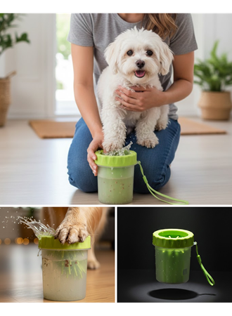 Taşınabilir Köpek Ayak Temizleme Aparatı Silikon Fırçalı