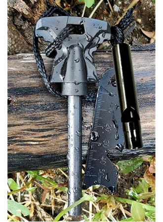 Acil Durum Magnezyum Çubuk Çakmaktaşı Hayatta Kalma Ateş Başlatıcı Çakmak Kiti Düdük Hediyeli (