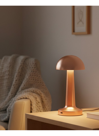 Bronz Dokunmatik Masa Lambası 3 Renk LED Şarjlı Kablosuz USB Çıkışlı