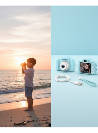 Mavi Taşınabilir Mini Kamera HD Video Fotoğraf Çekimli USB Şarjlı Hafıza Kart Destekli
