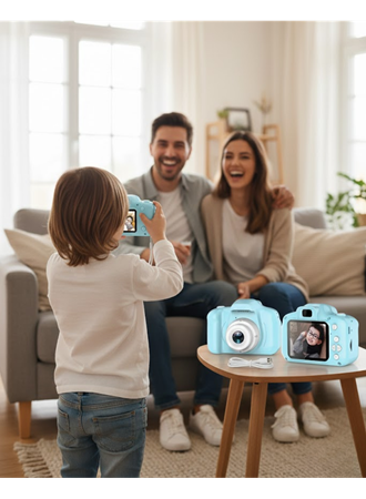 Mavi Mini Dijital Kamera HD Video Fotoğraf Çekimli USB Şarjlı Hafıza Kart Destekli
