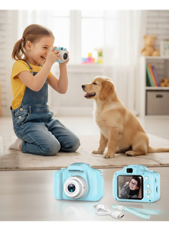Mavi Kompakt HD Dijital Kamera Video ve Fotoğraf Kayıt Özellikli Taşınabilir Model