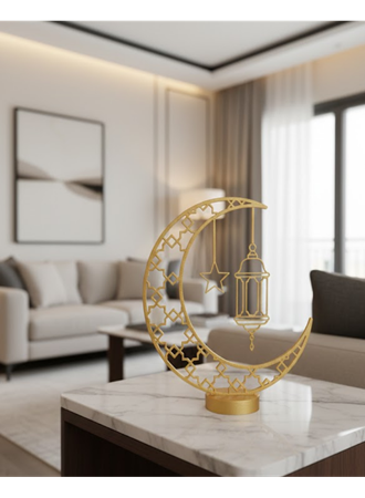 3D Hilal Cami Dekor Özel Baskı 20x20 cm Şık Masa Üstü