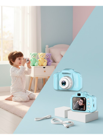 Mavi Mini Dijital Kamera HD Video ve Fotoğraf Çekimli USB Şarjlı Kompakt Kayıt Cihazı