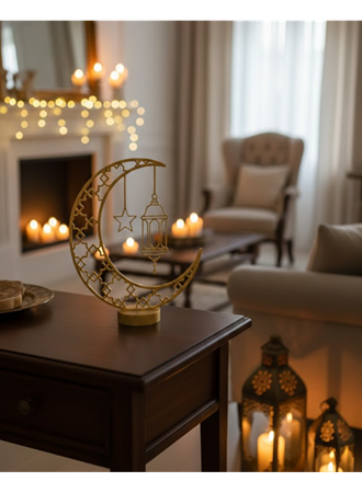 3D Hilal Cami Dekor 20x20 cm Özel Baskı Masa Üstü Süs