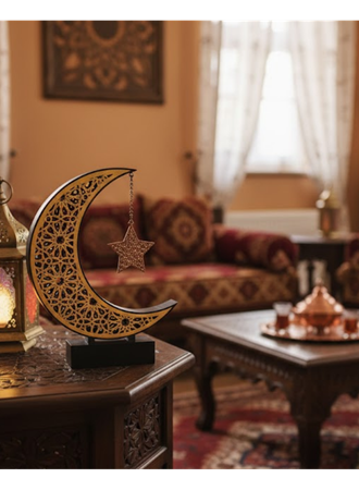 3D Hilal Yıldız Süs 23x23 cm Ev ve Ofis İçin Şık Aksesuar