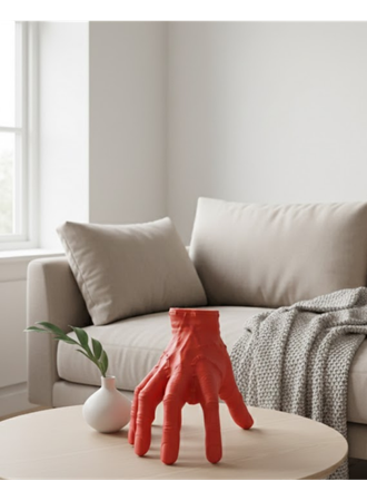 3D Kırmızı El Dekor 17x16 cm Gotik ve Modern Tasarım Obje