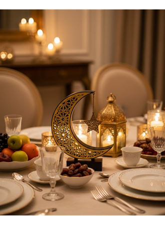 3D Hilal Yıldız Biblo 23x23 cm Şık ve Zarif Dekorasyon