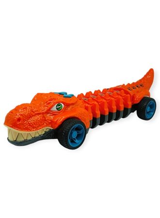 Timsah Araba - Otomatik Hareketli Sesli Işıklı 32 cm - Koyu Turuncu Timsah