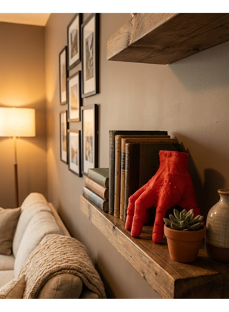 3D Dekoratif Kırmızı El Biblo 17x16 cm Modern Ev Aksesuarı