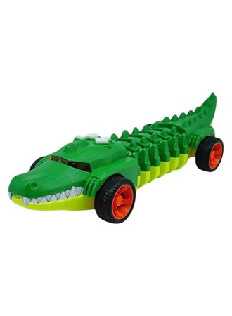 Timsah Araba - Otomatik Hareketli Sesli Işıklı 32 cm - Yeşil Timsah