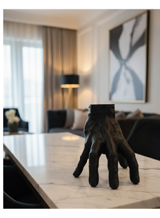 3D Siyah El Heykeli 17x16 cm Raf ve Masa Üstü Dekor