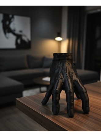 3D Siyah El Dekoratif Biblo 17x16 cm Modern ve Şık Tasarım