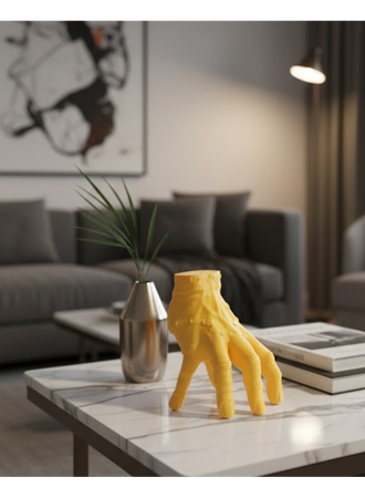 3D Dekoratif Sarı El Obje 17x16 cm Şık ve Dikkat Çekici Tasarım