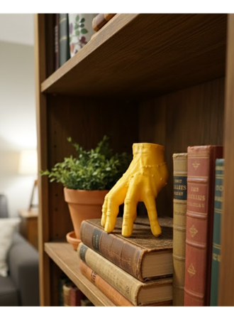 3D Sarı El Heykeli 17x16 cm Raf ve Masa Üstü Dekor