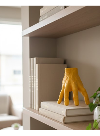 3D Sarı El Dekoratif Biblo 17x16 cm Modern Ev Aksesuarı